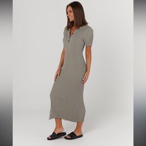 Legoe Heritage Maternity Luxe Polo Dress $158 NWOT FALL CASUAL RIBBED COZY